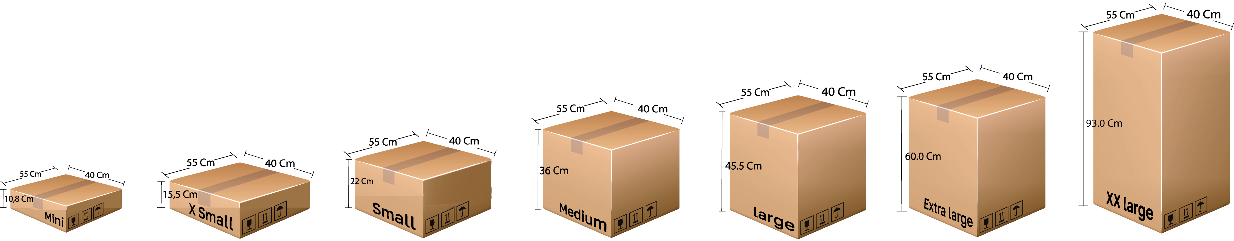 Tamaños de cajas disponibles - Mini, X Small, Small, Medium, Large, Extra Large, XX Large - iBOX Smart Lockers